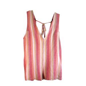 Free People Escape With Me Textured Stripe Romper Pink Orange Small